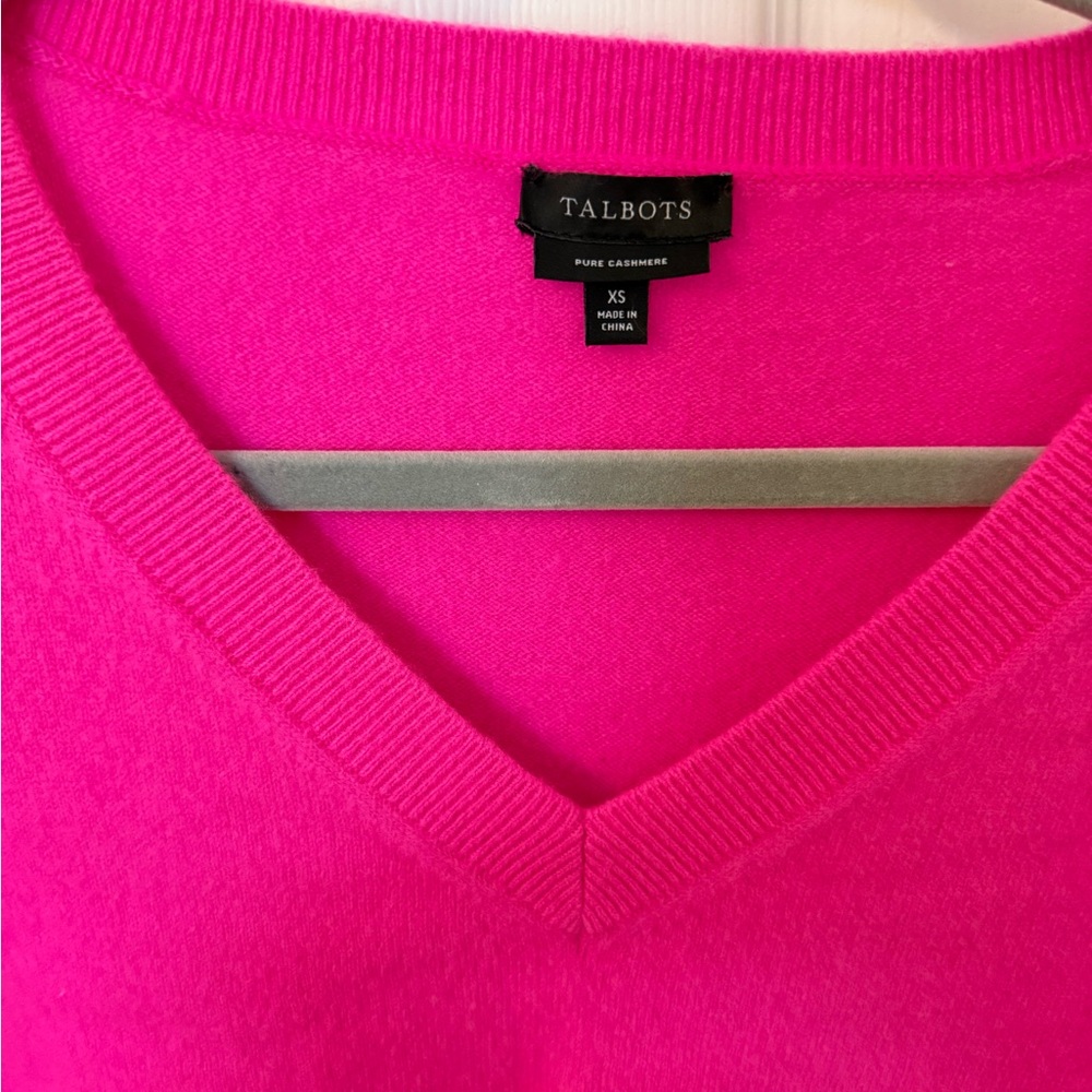 Talbots Vibrant Pink Cashmere V-Neck Sweater - Picture 4 of 4